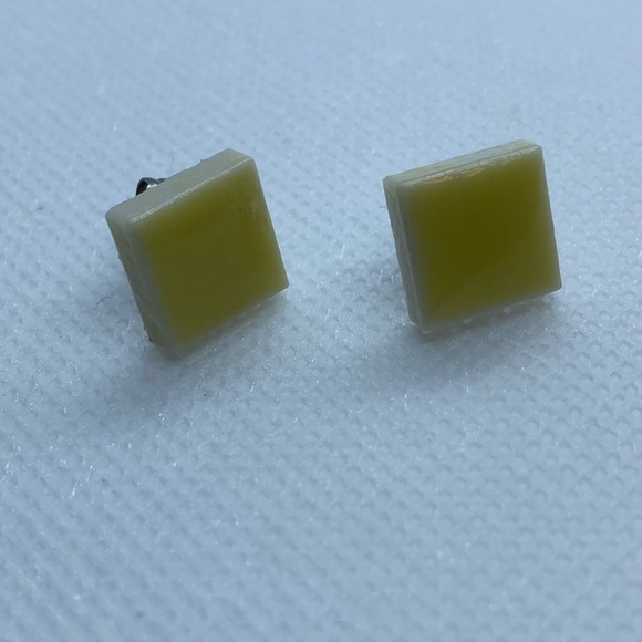 Handmade Yellow Tile Earrings - Picture 6 of 8